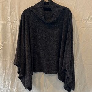 Elegant Dark Gray Poncho Sweater
